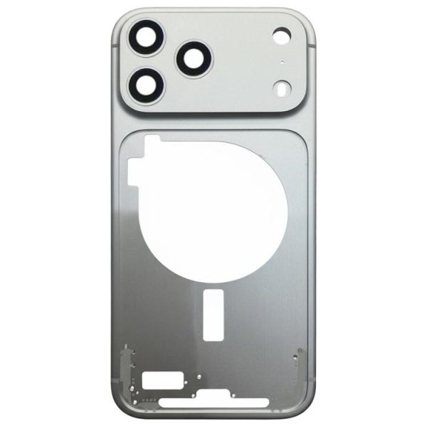 For iPhone 17 Pro Middle Frame Bezel Plate with Camera Lens Cover (Silver) | فریم میانی و قاب دور ال‌سی‌دی به‌همراه حلقه دور لنز دوربین آیفون 17 پرو (نقره‌ای)